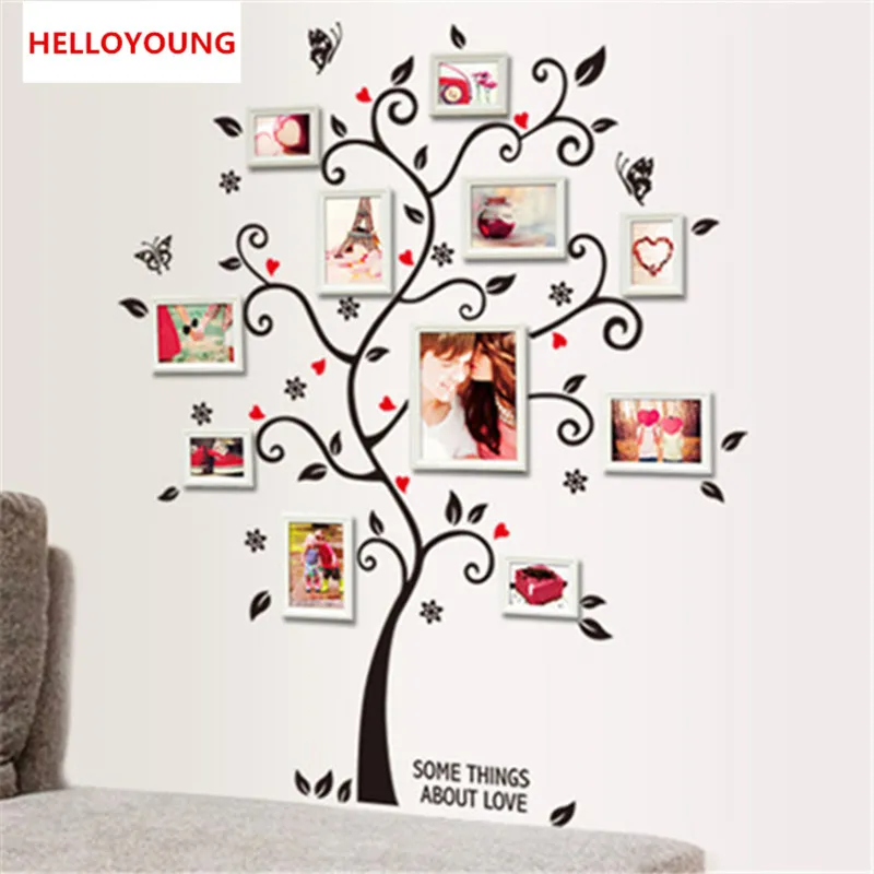 Quarto Photo Frame Decoração Family Tree Decalque etiqueta cartaz em uma parede adesivos de parede árvore crianças Photoframe Arte