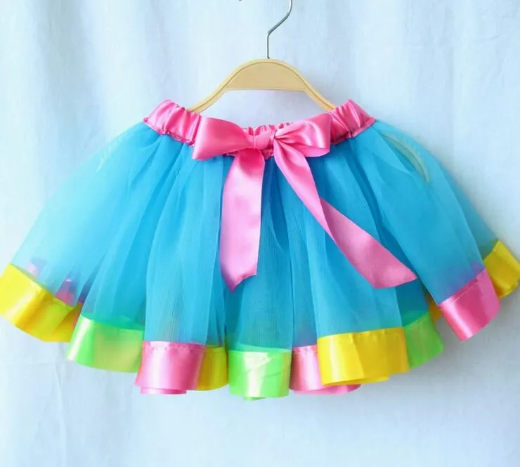New Kid Meninas saia Rainbow cor tutu Vestidos Recém-nascidos Rendas Princesa Saia Pettiskirt Ruffle Ballet Dancewear