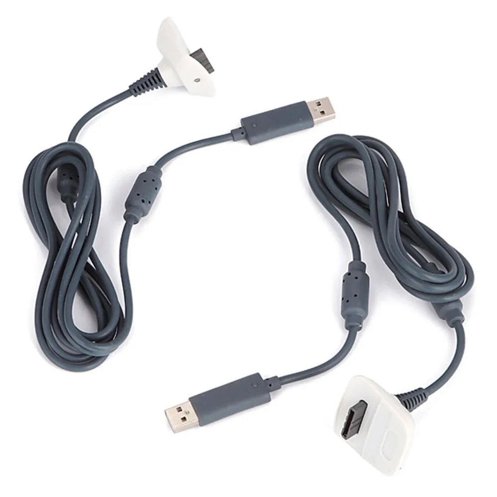 New Black Grey USB Charge Charging Cable Cord Play Charger Adapter For XBOX 360 Xbox360 slim Controller DHL FEDEX EMS FREE SHIP