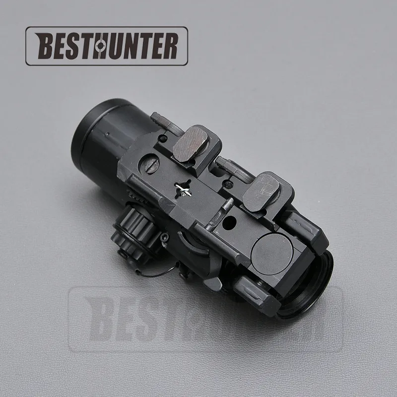 Tactical Rifle Scope Quick Detachable 1X-4X Adjustable Dual Role Sight Red and Green Optic Hunting Scope