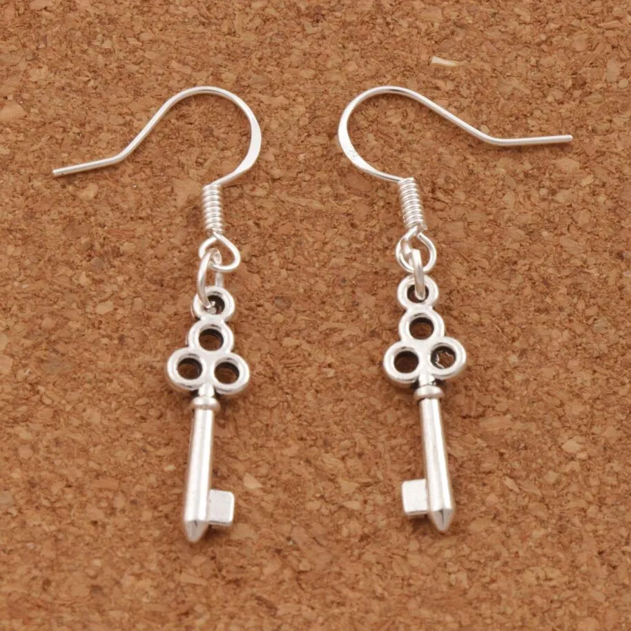 Blomma Slim Key Örhängen 925 Silver Fish Ear Hook 50Pairs / Lot Dangle 6.5x39 mm ljuskrona smycken e881