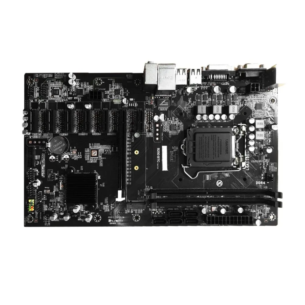 Freeshipping B250 BTC 6PCI-E Masaüstü Bilgisayar Anakart Profesyonel Anakart VGA + DVI Giriş USB 3.0 / 2.0 1151 DDR4 32G 7X PCIE Slots