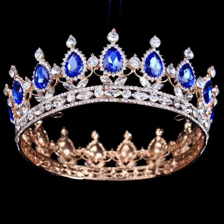 Couronne de mariée de luxe avec cristaux de strass, couronnes de mariage royales, accessoires de cheveux en cristal de princesse, diadèmes de fête d'anniversaire Qu9771425