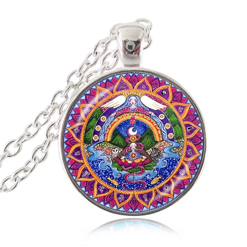 Chakra Méditation Collier Mandala Pendentif Ange Aile Choker