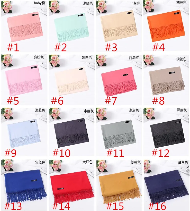 26 cores Pure Color Cashmere Lenços 200 * 70CM Outono Inverno Man Mulheres Pashmina clássico Cashmere xaile Joker envoltório do lenço Plain