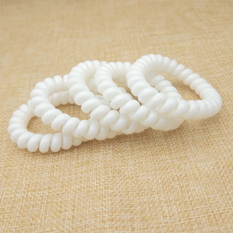 Whole Women Girls Size 5CM White Plastic Hair Bands Elastic Rubber Telephone Wire Ties Rope Accessory5329892