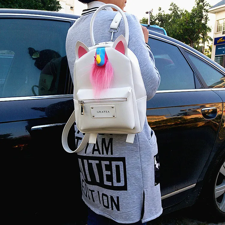 Horn Unicorn Backpack Grafea Day Pack Nice Girl School Bag Pu 가죽 팩 사무 품질 품질 배낭 스포츠 학교 가방 야외 데이 팩 234f