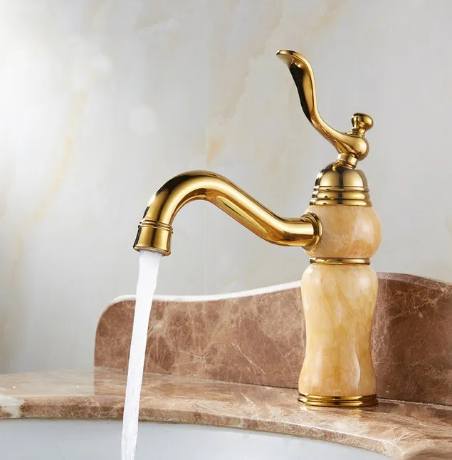 Europeo antico rubinetto di rame bagno caldo e freddo sotto bancone bacino americano lavabo singolo foro mista acqua giada rubinetto