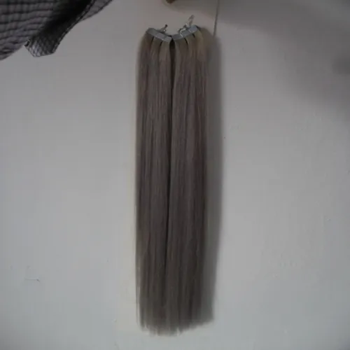 100g Full Shine Glue in Real Human Hair Extensions Silver Gray Real Human Hair Extensions Tape in Hair Skin Remy Hairs