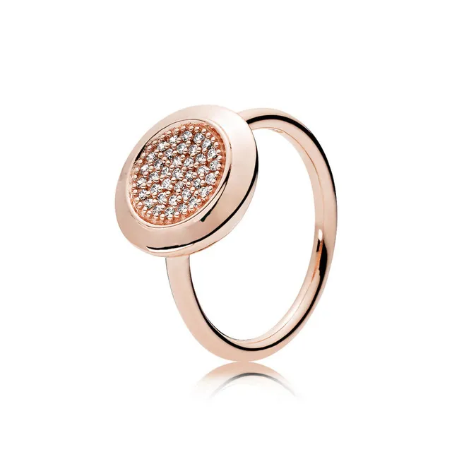 Fahmi 100 ٪ 925 Sterling Silver 11 Charm Rose Gold Magic Crown Daisy Ring Ring Leaves Heart على شكل قلب حلقة الجولة CH196S