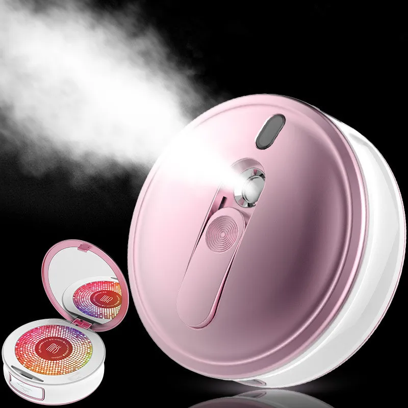 MKS Nano Mist Vaporizador facial Hidratante Pulverizador 3 en 1 Banco de energía USB portátil Maquillaje Espejo de vanidad Cuidado de la piel Spray facial Vaporizador