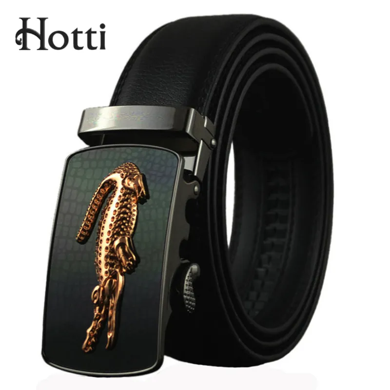 Hotti, diseñadores de moda, cinturones de cuero con hebilla automática para hombre, cinturones con hebilla de aleación para hombre de negocios, ceinture homme