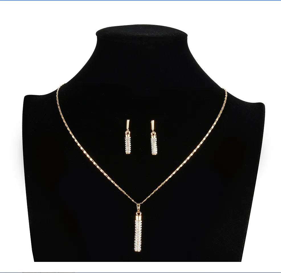 Crystal clear 18K Real Gold Plated Austria SWA ELEMENTS Drop Earrings and Pendant Necklace Sets