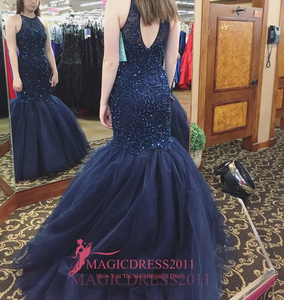 2019 Prom Dresses Mermaid Jerens Backless Bez Rękawów Długość podłogi Major Frezowanie Suknie Wieczorowe Vestidos de Festa