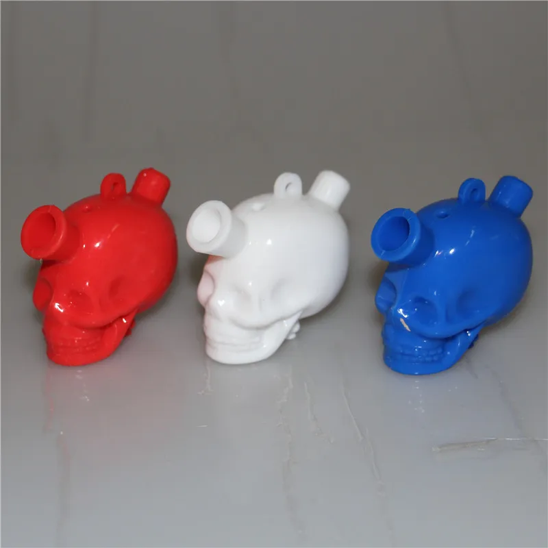 wholesale 2.7 inch Martian skull Smoking pipe silicone Blunt bubble Mini Travel silicone Bongs Water Pipes Glass Bubbler silicon Bong oil rigs