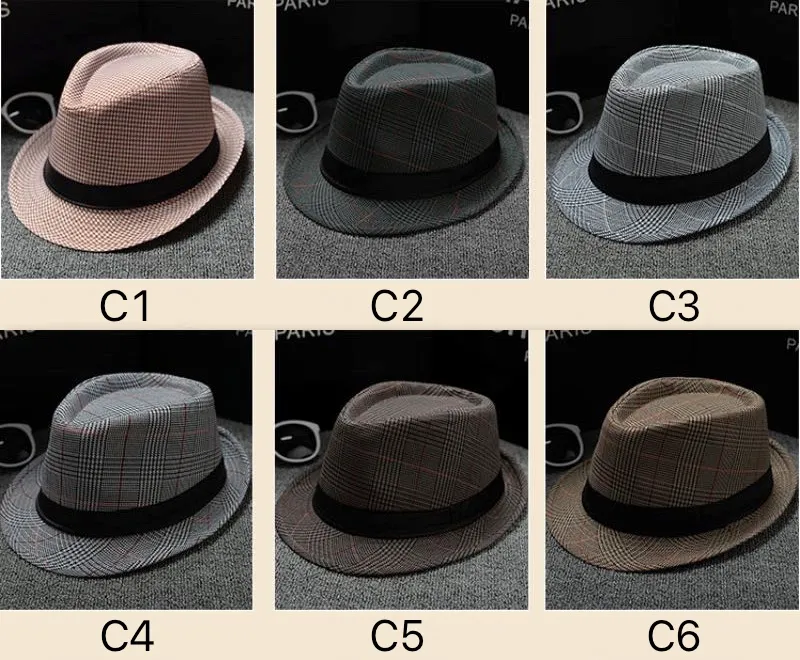 30 kolorów Panama Pure Color kapelusze i wzór w kratkę jazzowy kapelusz bawełniana linia letnia miękka moda skąpe rondo czapki przeciwsłoneczne