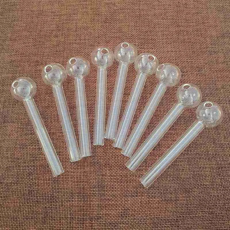 Em armazém Limpar Vidro Cachimbos Pyrex queimador de óleo de tubulação 10cm Acessórios / 4inch Pipes Mini Cachimbo de vidro Colher mão fumadores