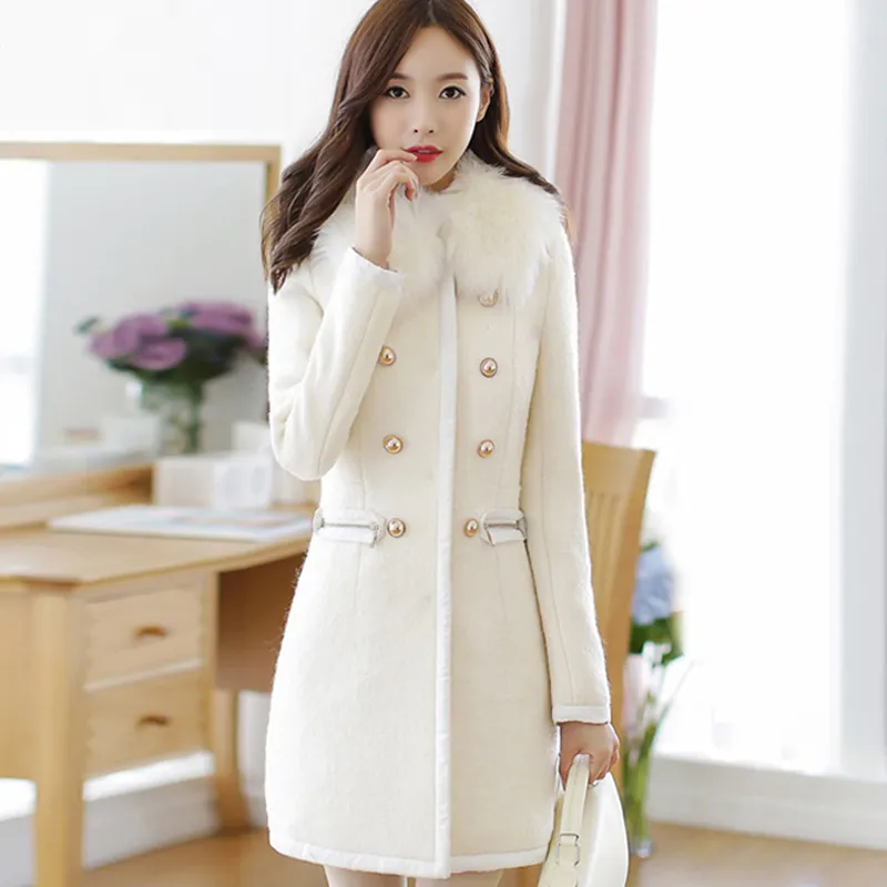 Fur Collar Winter Coat Women Casaco Feminino Abrigos Mujer A Line