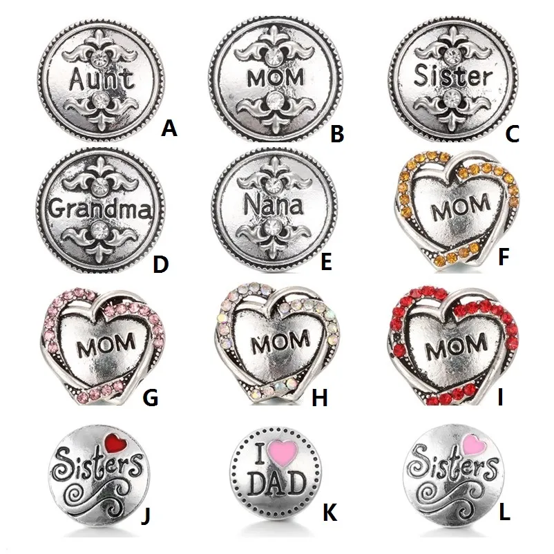 NOOSA Druckknopf-Schmuck, Liebe, Familienmitglied, Mutter, Figur, Ingwer-Druckknopf-Stücke, passend für DIY 18 mm Druckknopf-Armbänder, Armreifen, Halsketten-Schmuck