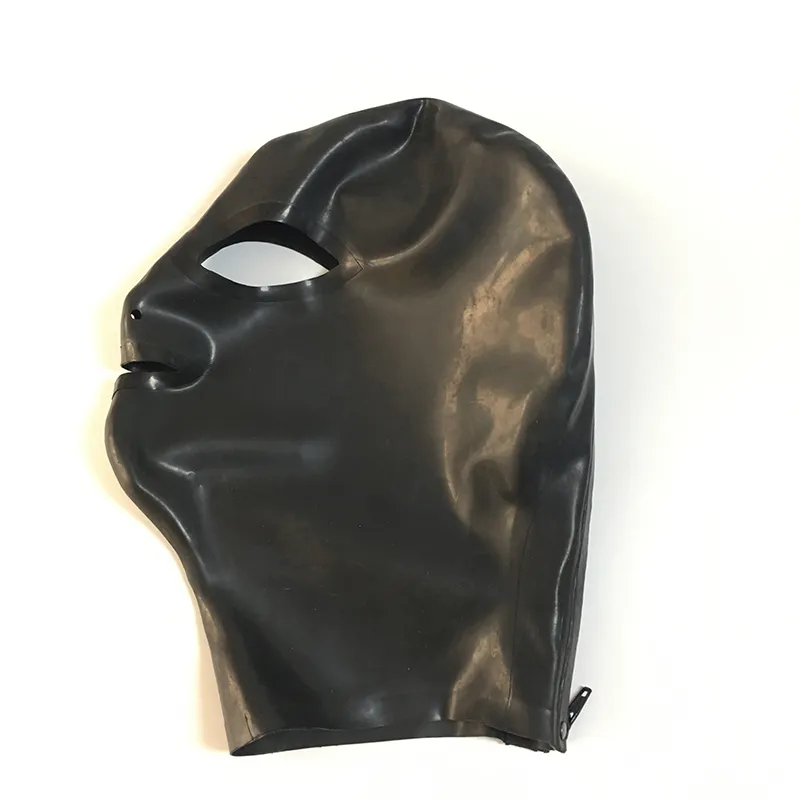 2018 black unisex exotic New design open eyes and mouth handmade Latex Catsuits Costume cute Hoods Mask