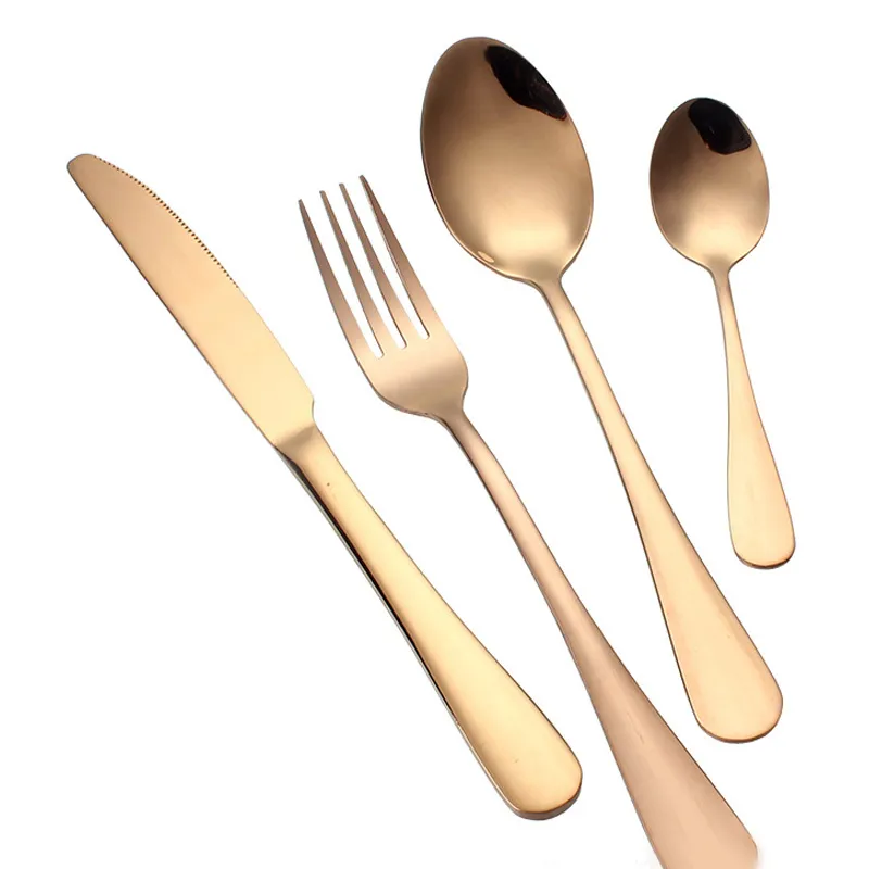 Roestvrijstalen gouden streepwaren sets lepel vork mes thee lepel servies set keuken bar gebruiksvoorwerp keuken benodigdheden gratis DHL WX9-377