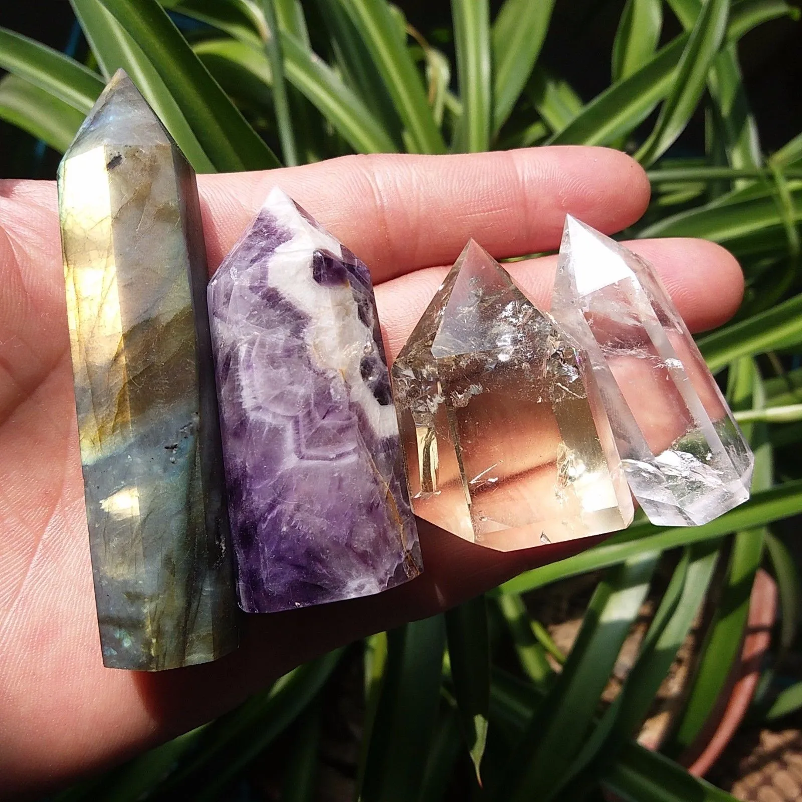 Citrine Natural + Dream Amethyst + Clear + Labradorite Quartz Crystal Wand Point Healing Gemstone Crystal Points
