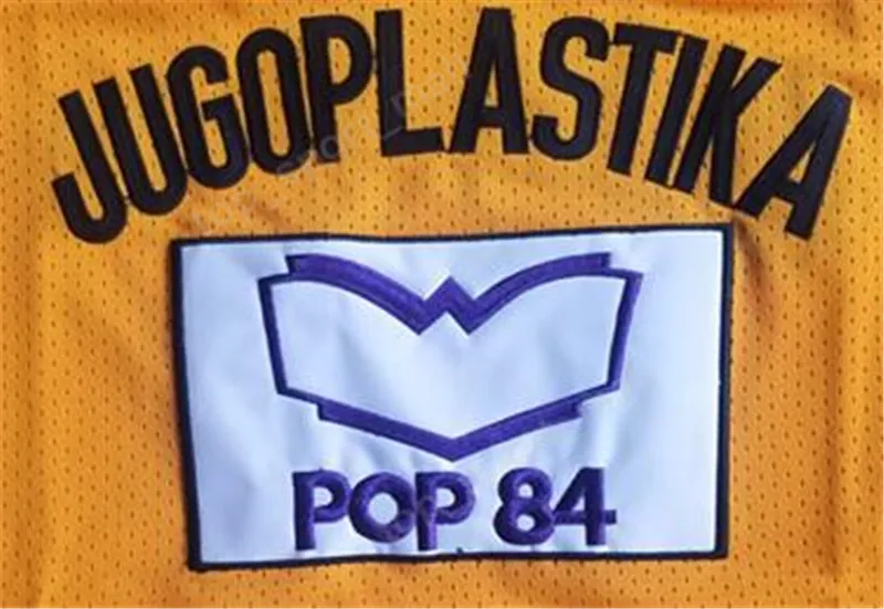 Uomini Moive Toni Kukoc Maglie 7 Basket giallo Jugoplastika Split Pop Maglie tutte cucite gli appassionati di sport Traspirante Spedizione gratuita