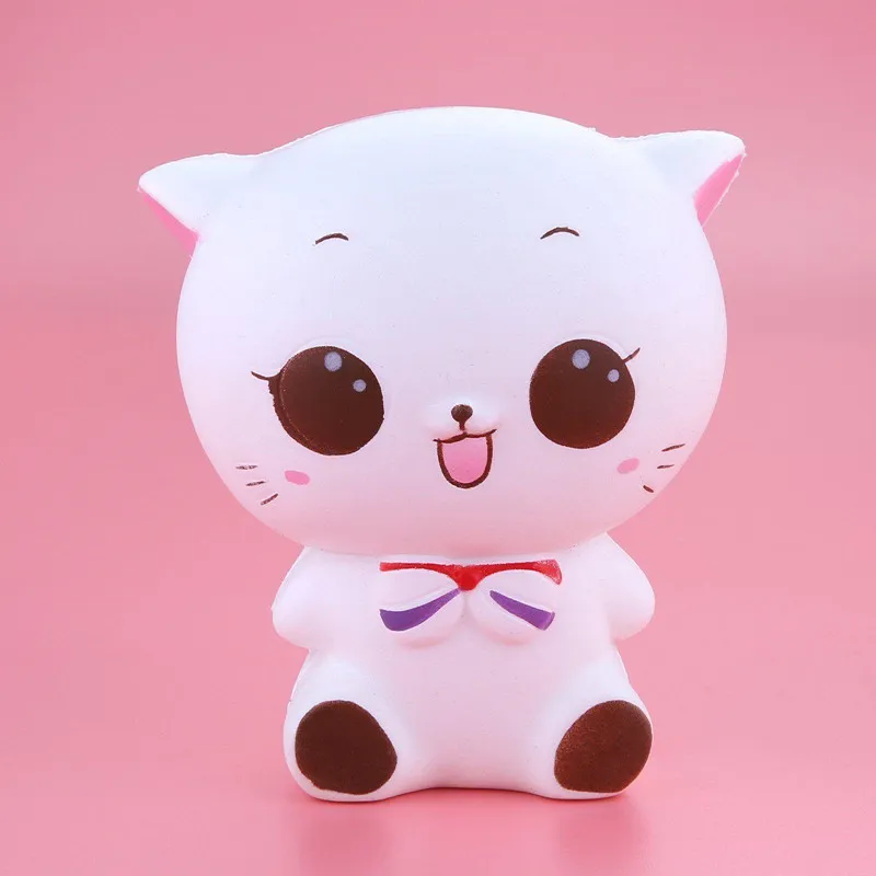 Новые Jumbo Squishy Toys Kawaii Симпатичные галстуки Cat Pussy Squeze Животное Медленно поднимаясь Ароматизированные 11 см Китти Хлеб Торт Малыш Игрушка Подарочная Кукла Оптовая