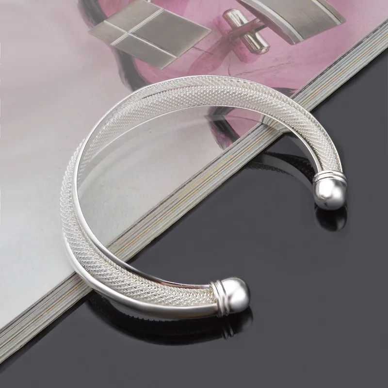 Nuovo 925 sterling silver bracciale in maglia braccialetti 5 design delle donne doppio filo twisted open bangle le signore gioielli di moda ipoallergenico