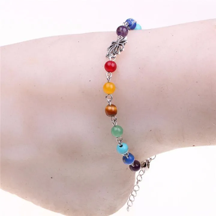 New Lotus Colorful Beads Bracelet Anklets 7 Reiki Chakra Healing Balance Energy Beads Bracelets Men Women Fashion Yoga Jewelry