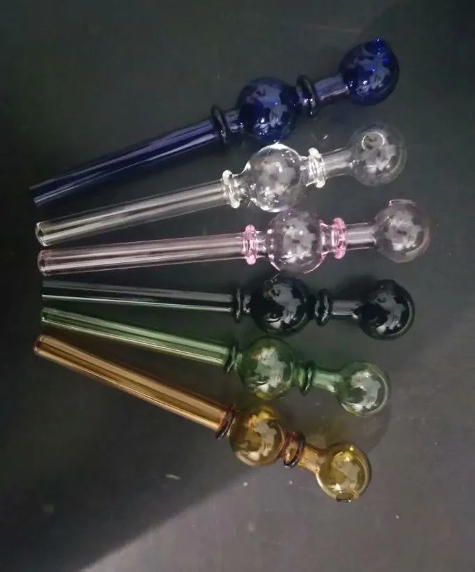 Color 2 wheel large bubble glass straight smoke pot Wholesale Glass bongs Oil Burner Glass Water Pipes Oil Rigs Smoking 