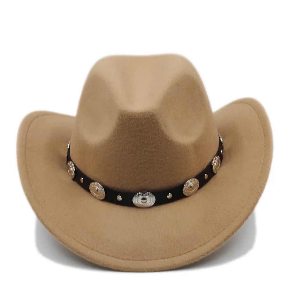 Men Women Wool Panama Hats Cowboy Western Caps Wide Brim Sombrero ...