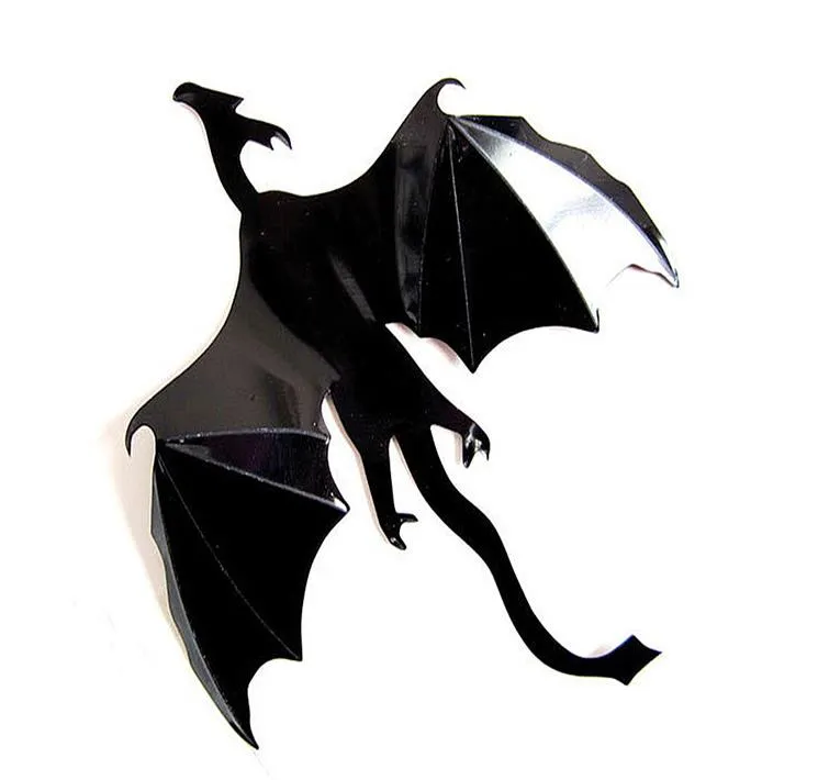 Adesivo de dragão 3d decoração de fantasia de halloween dinossauros decalques de arte adesivos de parede evento festivo festa decorações de fundo preto 7 pçs/conjunto