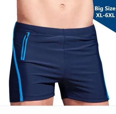 XL-6XL Plus Storlek Badkläder Män Swimming Trunks Zipper Pocket Baddräkt Mens Swim Shorts Beach Man Wear Boxer Briefs Badkläder