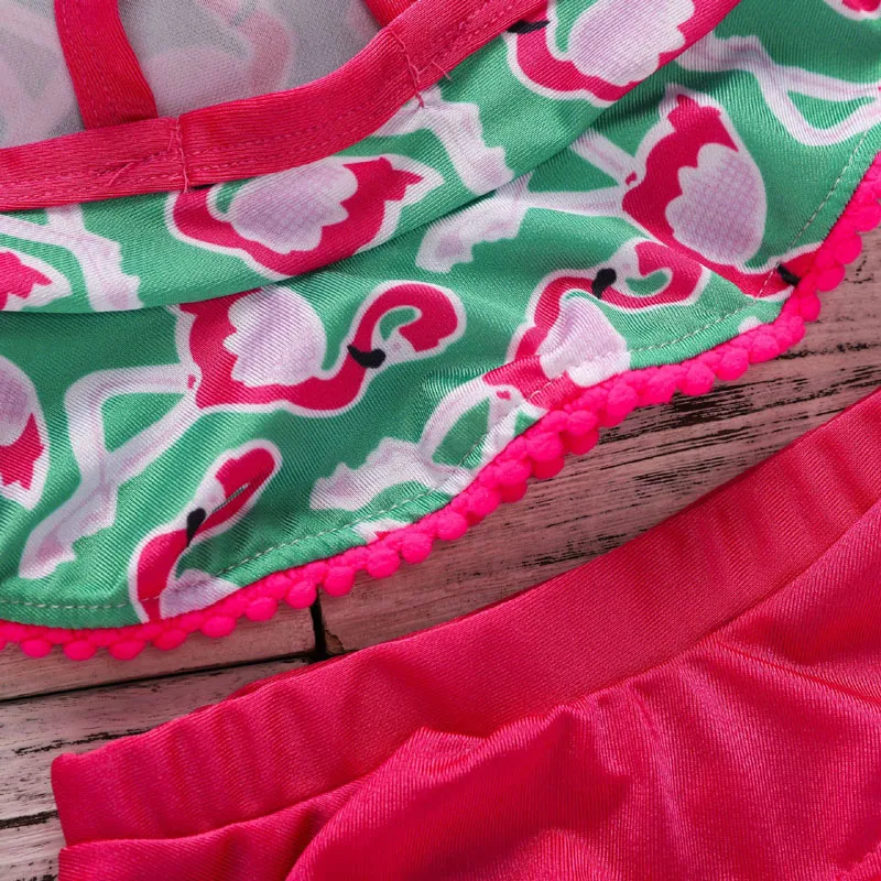 2018 nuove neonate costumi da bagno set 2psc del fumetto fenicottero stampato top + slip brevi costumi da bagno nuoto spedizione gratuita