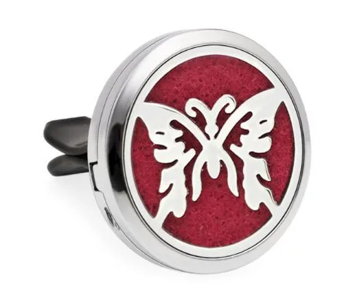 Borboleta Floco de Neve Árvore Veado 30mm Liga Difusor de Carro Medalhão Ventilação Clipe Aroma Perfume Medalhão Magnético Com 10p Almofadas de Óleo H1331766