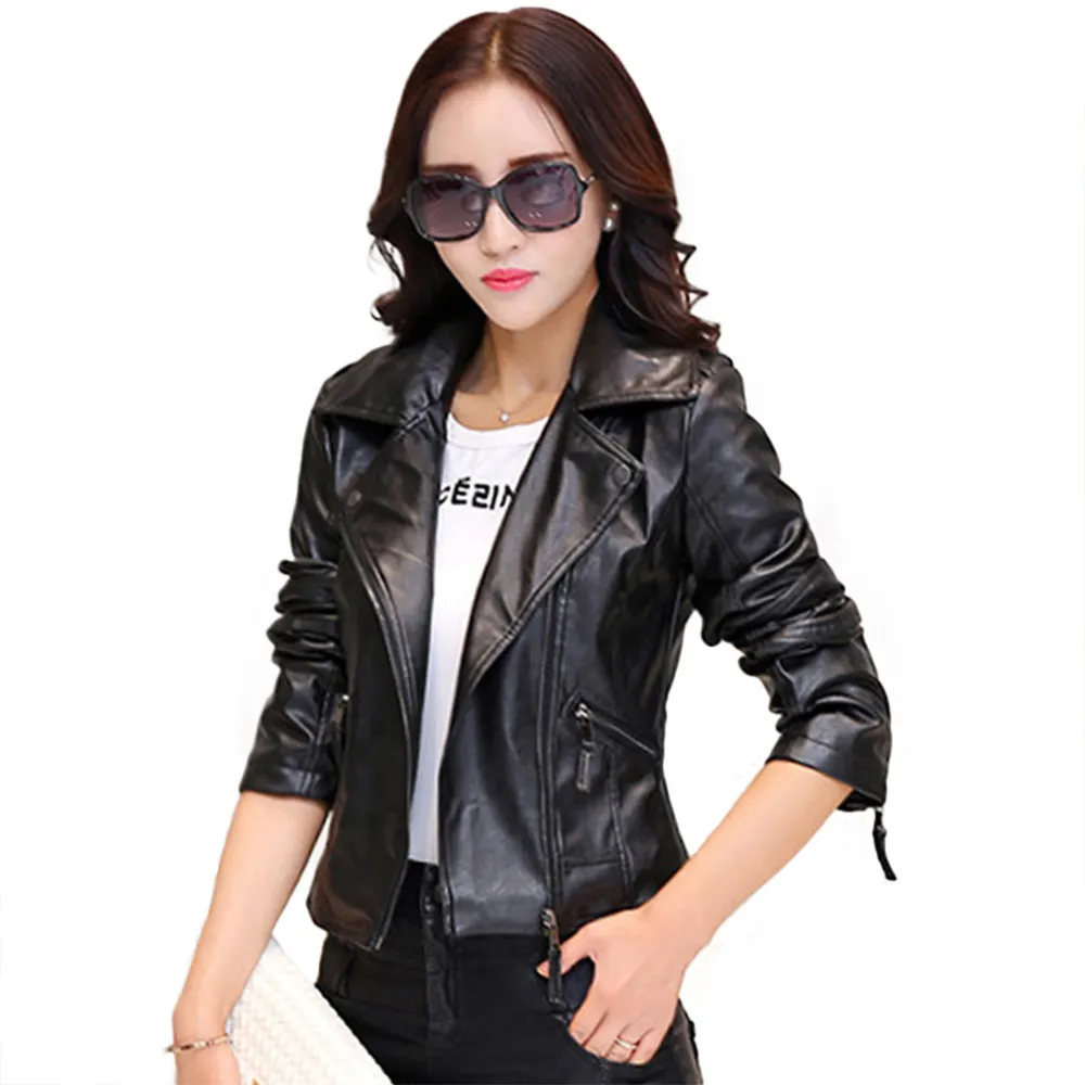 Hot New 2016 Women Faux Leather Jackets Jaqueta Couro Winter Coat Veste En Cuir Femme Black Red Biker Motorcycle Jacket Cheap Z2 From Love10love 23.84 DHgate.Com