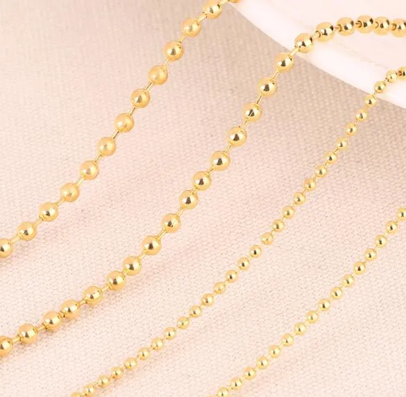 Gold silvery black 1.5mm 2.4mm 70cm bead chain Necklaces Bead ball stainless bead chain Belt buckle Necklaces