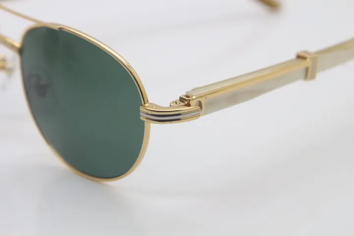 18K Gold Rahmen Modezubehör weiß echte natürliche Sonnenbrille Männer CT569 Metall Sonnenbrille Ganze C Dekorationsbrillen Größe7164832