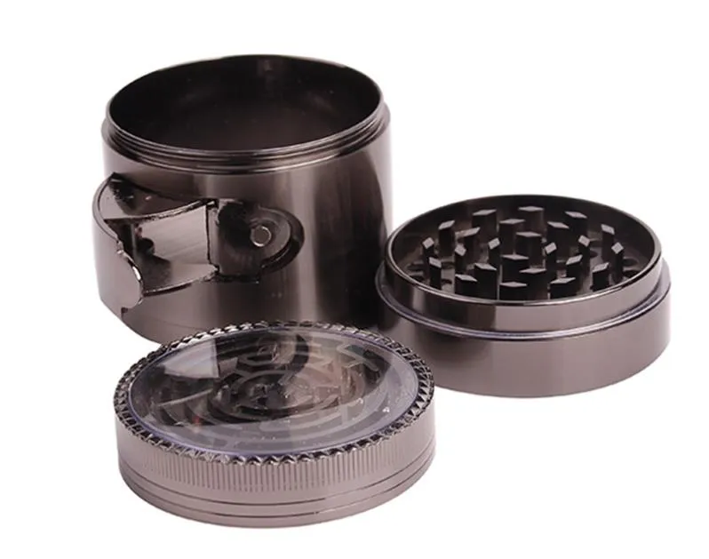 Creative four new lateral labyrinth zinc alloy flat grinder, metal smoke cutter, smoking set