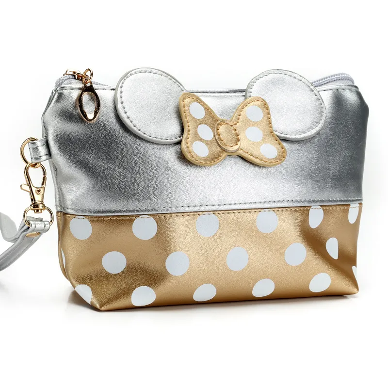 Hot sell Mouse cute clutch bag bowknot makeup bag cosmetic bag for travel makeup organizer and toiletry use