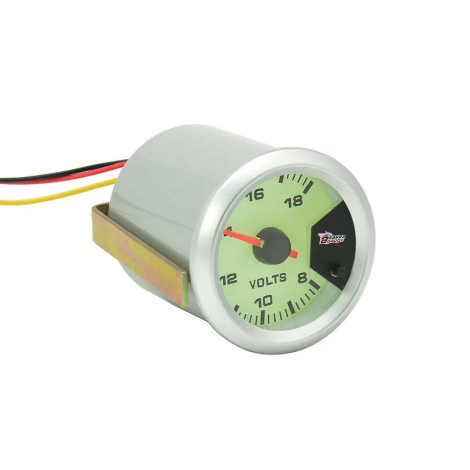 Dragon Gauge 52mm Schrittmotor Silberner Außenring Auto Auto Motorrad Spannung 8-18V 7 Farblichter Voltanzeige