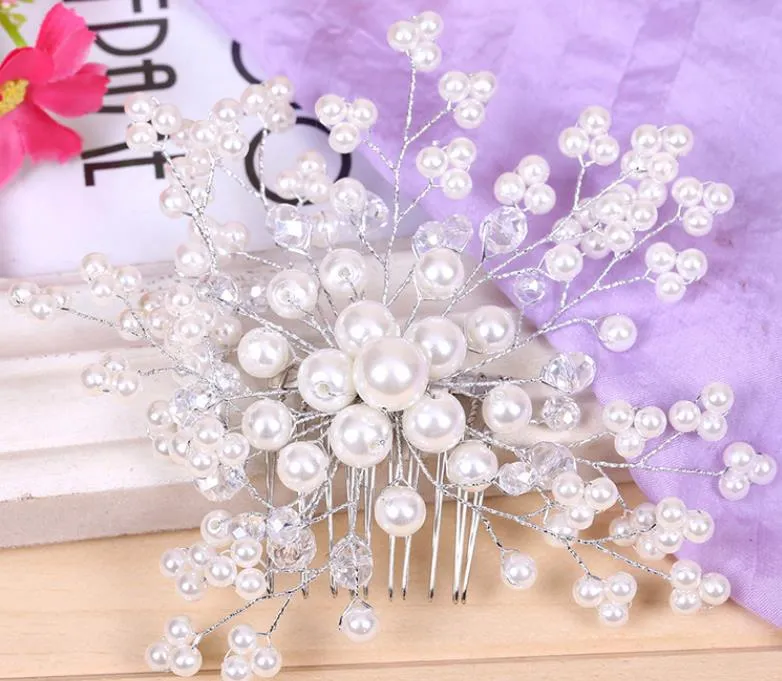 Couvre-chef de mariée, cristal fait main, fleur de tête de perle, peigne de perles, accessoires de mariage, accessoires.