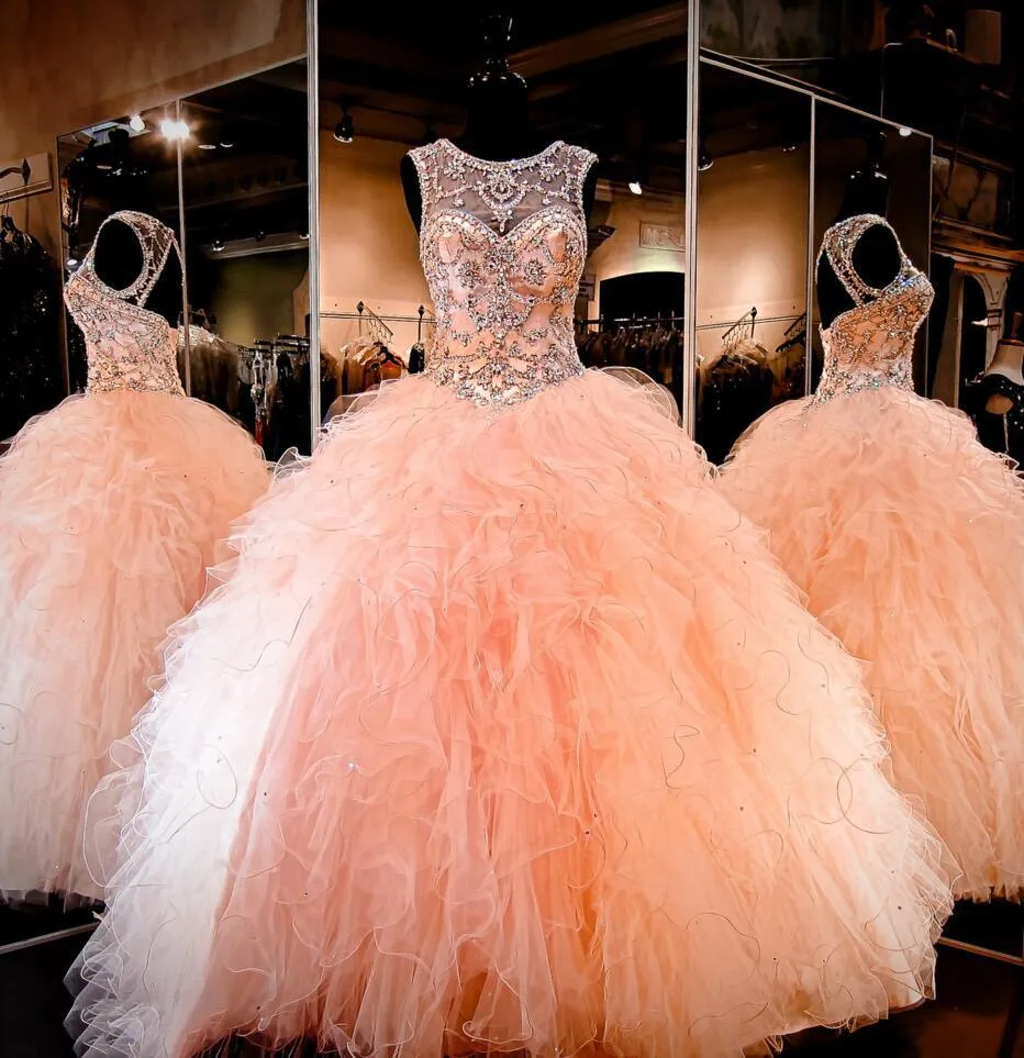 Coral Peach Transparent En Cristal En Ramine De Bouee En Tulle A Ebauche Du 269 85 DHgate