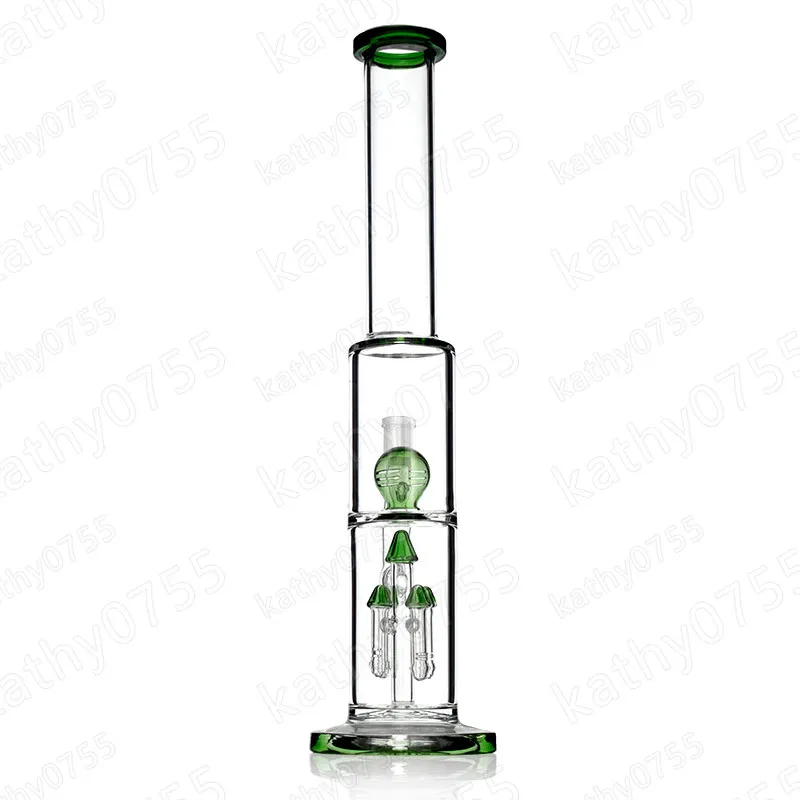 New design water bong glass bong water pipe rocket filtered use for smoking with 15.5 inches 18mm female joint green color