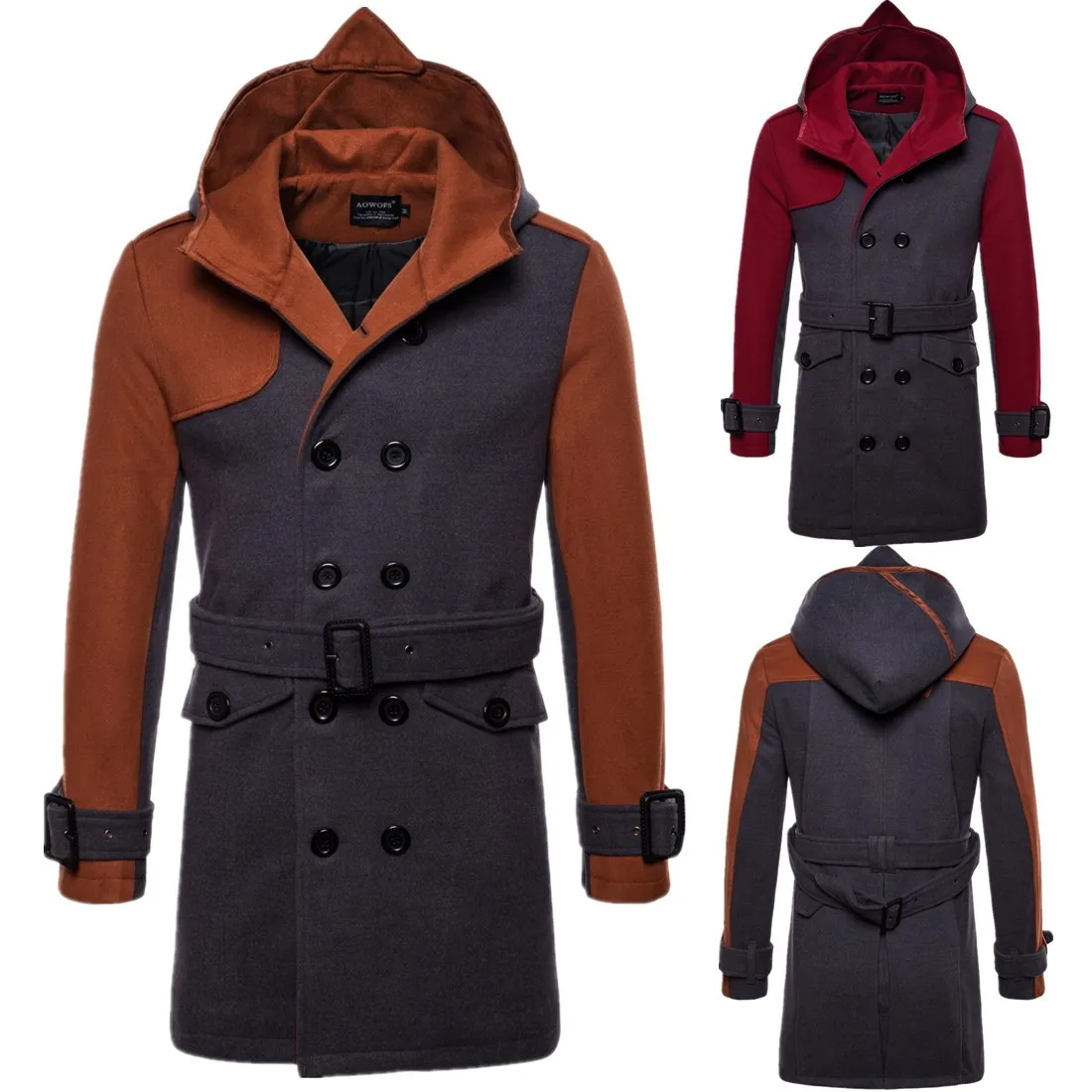 Plus Größe Männer Trenchcoat Winter Herren Lange Pea Coat Männer Wolle Mantel Zweireiher Männer Trenchcoat Mit Kapuze j180766