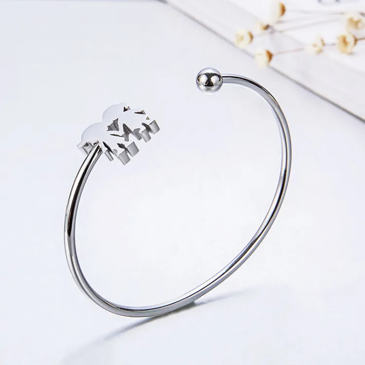 Forme élégante femmes bracelet ouvert créatif en acier inoxydable polissage bracelet accessoires de fête couple bracelet beau cadeau bateau gratuit