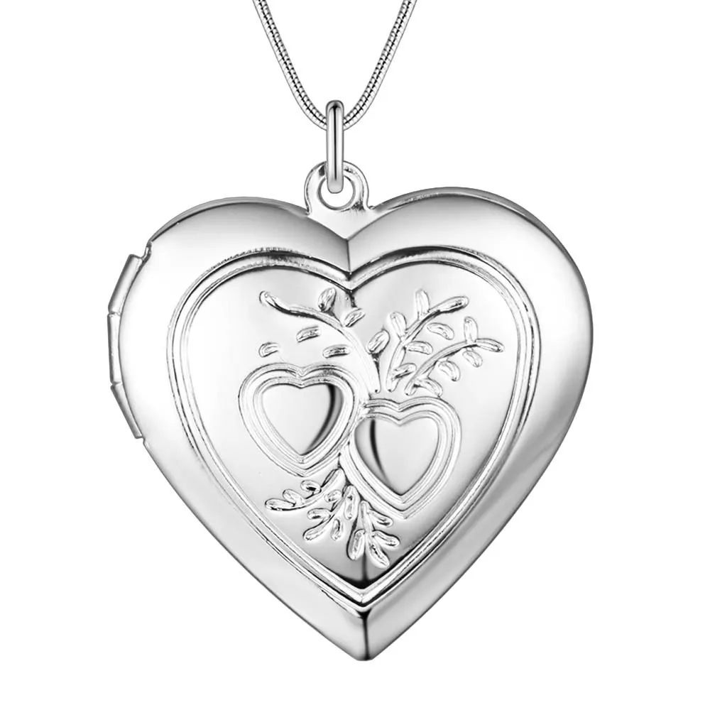 Fabriek groothandel 925 sterling verzilverd liefde hart hanger medaillon ketting mode klassieke romantiek sieraden Valentijnsdag geschenk