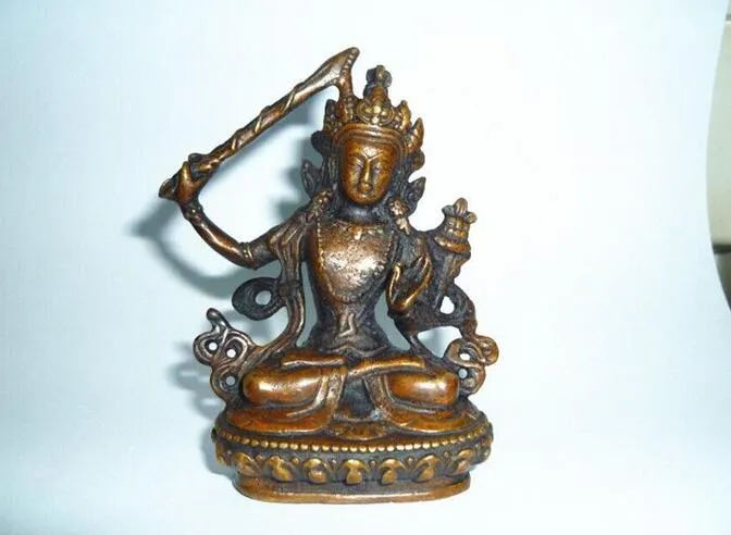 Hurtownie - Tybet Buddyzm Bronze Miedź Manjusri Kwan-Yin Bodhisattva Buddha Statua