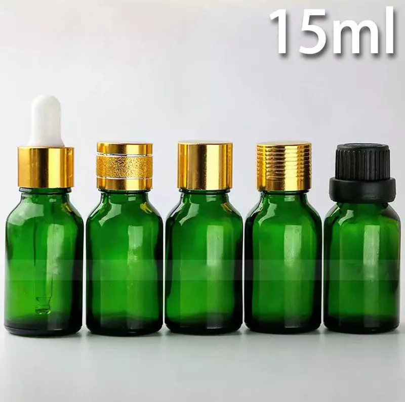 / 에센셜 오일에 대 한 유리 빈 15 ml Dropper 병 아로마 테라피, 스크류 캡으로 녹색 15 ml E 액체 유리 병